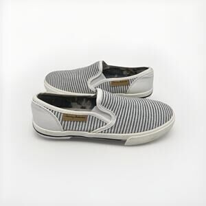Tommy‎ Bahama Women’s 6 Canvas Shoes Sneaker White Navy Striped Boat Slip On